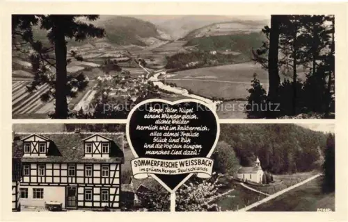 AK / Ansichtskarte Weissbach Rudolstadt Thueringen FDGB-Heim Fachwerkhaus Kirche Talansicht Wald Schwarzatal Sommerfrische Mehrbildkarte
