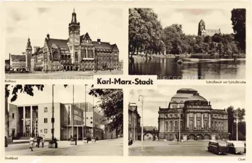 AK / Ansichtskarte CHEMNITZ Sachsen Rathaus Schlossteich Schlosskirche Stadtbad Oper Mehrbildkarte Karl-Marx-Stadt