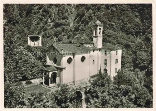 AK / Ansichtskarte Isole di Brissago Locarno TI Chiesa-Madonna-del-Sacro-Monte Barockkirche Kirchturm Wald Hang Wallfahrtskirche Portikus