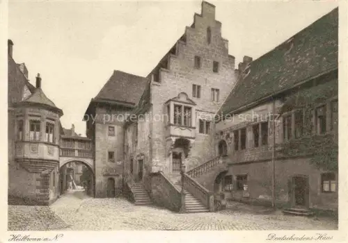 AK / Ansichtskarte HEILBRONN Neckar Deutschordens-Haus Treppenturm Stufengiebel Kopfsteinpflaster Tor Mittelalter Innenhof historisch
