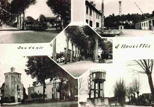 AK / Ansichtskarte Houeilles NERAC 47 Lot-et-Garonne Restaurant-Landels Tour-de-garde Route-de-Mont-de-Marsen Église Château-d eau Allee Wasserturm