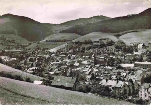 AK / Ansichtskarte Ste-Marie-aux-Mines Sainte-Marie-aux-Mines 68 Haut Rhin Stadtpanorama Kirche Huegel Daecher Tal Fabrikschornstein Kleinstadt