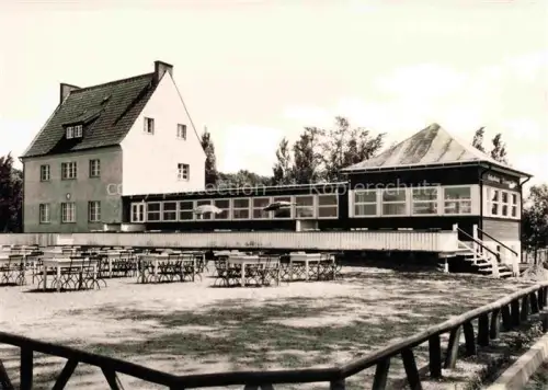 AK / Ansichtskarte Cadinen Tolkemit Hafenkrug Erlenwaeldchen Gaststaette Glasfassade Biergarten Frisches-Haff Ostpreussen