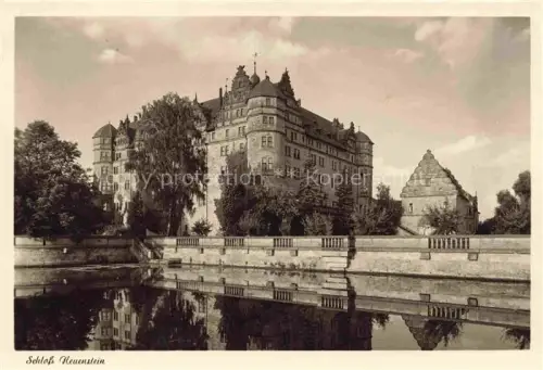 AK / Ansichtskarte Eschelbach Neuenstein Schloss-Neuenstein Wasserschloss Wassergraben Turm Baeume Spiegelung Renaissance Hohenlohe