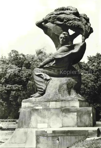 AK / Ansichtskarte WARSZAWA Warschau PL Chopin-Denkmal Pomnik-Chopina Statue Bronze ?azienki-Park Baeume Park Skulptur