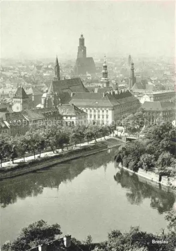 AK / Ansichtskarte WROCLAW Breslau PL Stadtansicht Oder Kreuzkirche Elisabethkirche Tuerme Stadtbild Panorama Fluss