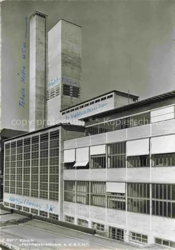 AK / Ansichtskarte ZueRICH  ZH ETH-Fernheizkraftwerk Kesselhaus Kuehlturm Industriebau Glasfassade Schornstein Kamin Technikkarte