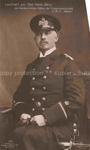 AK / Ansichtskarte Dampfer Oceanliner Leutnant zur See Hans Berg S.M.S. Moewe 