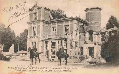 AK / Ansichtskarte La Ville-aux-Bois (Chateau) Breuil-sur-Vesle REIMS 51 Marne Ruines du Chateau de la Ville Aux Bois incendiele 15 sept 1914