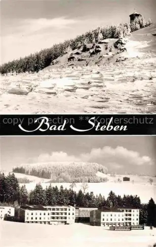 AK / Ansichtskarte BAD STEBEN Bayern Frankenwald Winterlandschaft Felsen Aussichtsturm Sanatorium Schnee Kurort Stahl-Moor-Radium-Bad