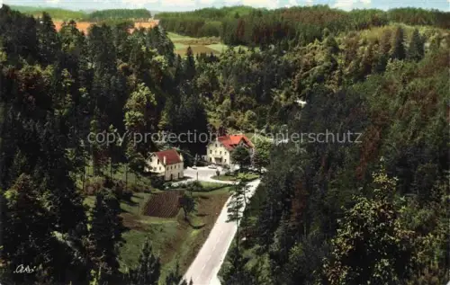 AK / Ansichtskarte Schuettersmuehle Fraenkische Schweiz Pottenstein Bayern Schuettersmuehle Hotel-Café-Restaurant Fraenkische-Schweiz Tal Nadelwald Strasse Fliegeraufnahme Wiesen