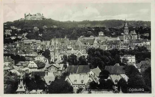 AK / Ansichtskarte Coburg Bayern Veste-Coburg Burg Stadtpanorama Kirchtuerme Daecher Altstadt Huegel