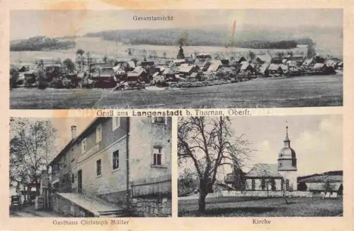 AK / Ansichtskarte Langenstadt Neudrossenfeld KULMBACH Bayern Gesamtansicht Winterlandschaft Gasthaus-Christoph-Mueller Kirche Dorf Schnee Kirchturm Oberfranken