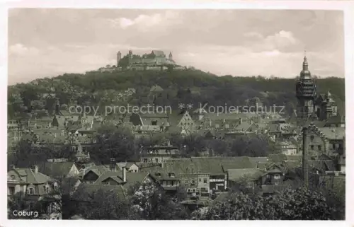 AK / Ansichtskarte Coburg Bayern Veste-Coburg Stadtpanorama Burg Daecher Kirchturm Baeume Haenger