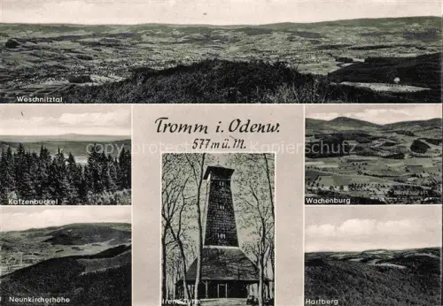 AK / Ansichtskarte Tromm Odenwald Grasellenbach Hessen Irene-Turm Weschnitztal Katzenbuckel Wachenburg Neunkircherhoehe Hartberg Aussichtsturm Mehrbildkarte Odenwald