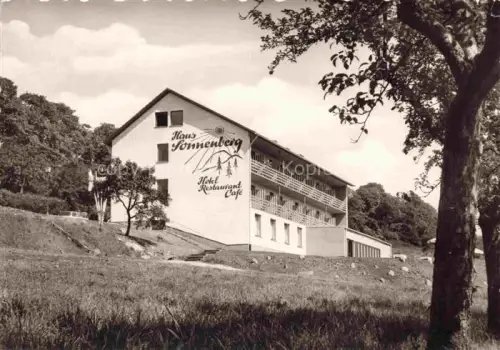 AK / Ansichtskarte Schotten Vogelsbergkreis Hessen Haus-Sonnenberg Hotel-Restaurant-Café Luftkurort Hang Baeume Balkon Wiese