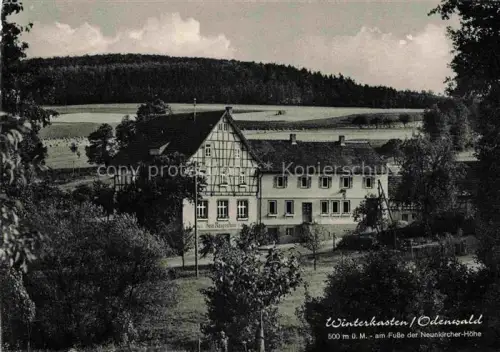 AK / Ansichtskarte Winterkasten Lindenfels Hessen Winterkasten Odenwald Zum-Raupenstein Gasthaus-Pension Fachwerk Neunkircher-Hoehe Wald Wiesen