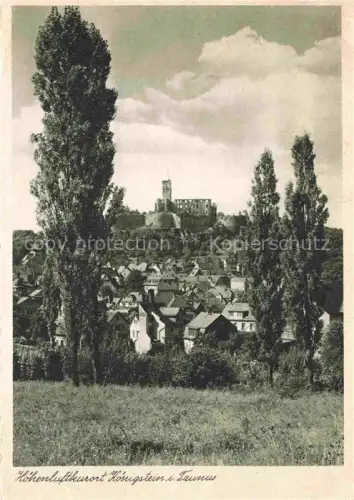 AK / Ansichtskarte Mitteldorf Koenigstein Burg-Koenigstein Pappeln Ortschaft Huegel Wohnhaeuser Taunus Wiese