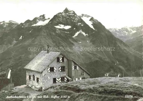 AK / Ansichtskarte Flirsch am Arlberg Tirol AT Ansbacherhuette mit Hohem Riffler Alpenpanorama