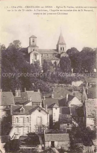 AK / Ansichtskarte Chatillon-sur-Seine Montbard 21 Cote-d Or Eglise-Saint-Vorles Kirche Altstadt Daecher Huegel Baeume Chapelle-souterraine Romanik