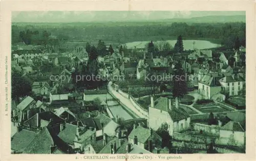 AK / Ansichtskarte Chatillon-sur-Seine Montbard 21 Cote-d Or Stadtpanorama Daecher Altstadt Seine Fluss Felder Baeume Kirche