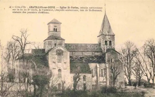 AK / Ansichtskarte Chatillon-sur-Seine Montbard 21 Cote-d Or Eglise-Saint-Vorles Kirche Romanik Chapelle-souterraine Aussenansicht Baeume