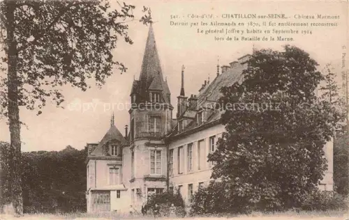 AK / Ansichtskarte Chatillon-sur-Seine Montbard 21 Cote-d Or Château-Marmont Schloss Turm Baeume Garten Général-Joffre