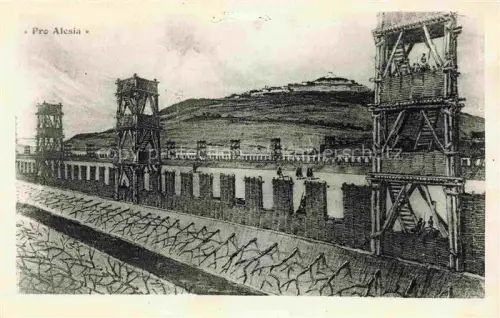 AK / Ansichtskarte Alise-Sainte-Reine Alise-Ste-Reine Alesia Montbard 21 Cote-d Or Pro-Alésia Contrevallation Alesia Befestigungsanlage Caesar Roemisch Wachturm Belagerung Zeichnung