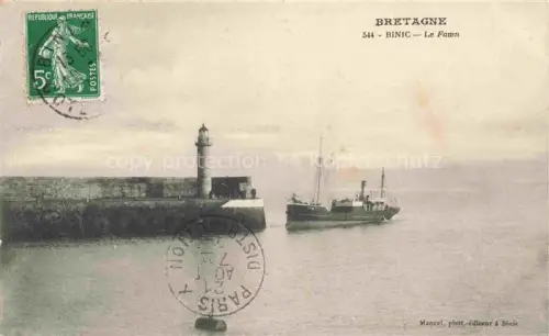 AK / Ansichtskarte Binic Saint-Brieuc 22 Cotes d Armor Le-Fawn Leuchtturm Mole Dampfschiff Hafen Wasser Quai-Jemmapes
