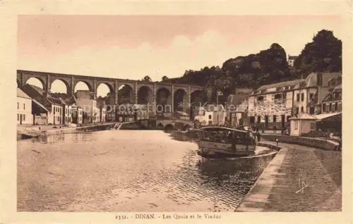 AK / Ansichtskarte DINAN 22 Cotes-d Armor Les-Quais Viaduc Rance Hafen Schiff Haeuser Huegel Bogen rue-Fries