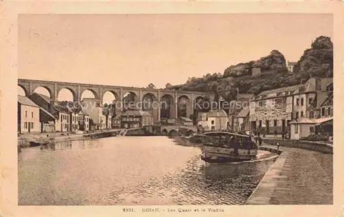 AK / Ansichtskarte DINAN 22 Cotes-d Armor Les-Quais Viaduc Rance Hafen Schiff Haeuser Bruecke Huegel rue-d Argout