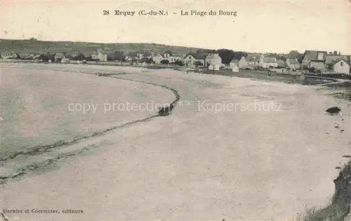 AK / Ansichtskarte Erquy Saint-Brieuc 22 Cotes-d Armor Plage-du-Bourg Strand Pferdefuhrwerk Haeuser Bucht Meer Dorf Belle-Vue