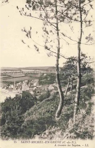 AK / Ansichtskarte Saint-Michel-en-Greve A-travers-les-Sapins Pinien Dorf Felder Haeuser Panorama Huegel Kueste