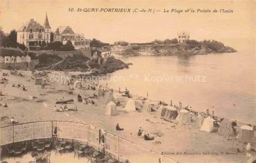 AK / Ansichtskarte Saint-Quay-Portrieux 22 Cotes-d Armor La-Plage-et-la-Pointe-de-l Isnin Strand Badegaeste Strandkoerbe Villa Schloss Kueste Meer Halbinsel