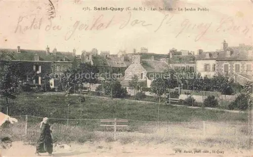 AK / Ansichtskarte Saint-Quay-Portrieux 22 Cotes-d Armor Les-Sablons Le-Jardin-Public Park Baeume Haeuser Frau Bretterzaun Dorf Semeuse