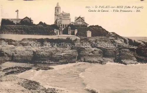 AK / Ansichtskarte SAINT-PALAIS-SUR-MER Rochefort 17 Charente-Maritime Conche-de-Concié Villa-Primavera Felskueste Kirche Windmuehle Meer Wellen