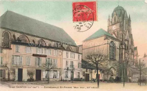 AK / Ansichtskarte SAINTES 17 Charente-Maritime Cathédrale-St-Pierre Monument-Historique Romanik Kirchenplatz Turm Baeume