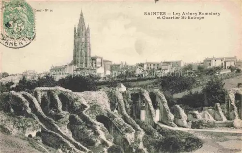 AK / Ansichtskarte SAINTES 17 Charente-Maritime Arènes-Romaines Quartier-St-Eutrope Amphitheater Ruinen Kirchturm Stadtansicht