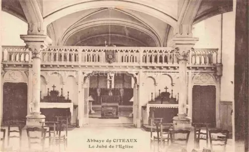 AK / Ansichtskarte Bessey-les-Citeaux Jubé Klosterkirche Altar Gewoelbe Chor Lettner Saeulen Kreuz Stuhlreihen