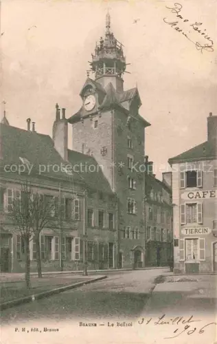 AK / Ansichtskarte BEAUNE 21 Cote-d Or Beffroi Uhrturm Café-Tiercin Strasse Fachwerk Dachgeruest Turmuhr