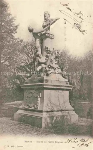AK / Ansichtskarte BEAUNE 21 Cote-d Or Statue-de-Pierre-Joignau Denkmal Skulptur Park Baeume Sockel Bronze