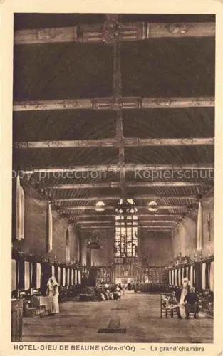 AK / Ansichtskarte BEAUNE 21 Cote-d Or Grand chambre Hôtel-Dieu Krankensaal Balkendecke Altar Fenster Nonnen Patienten