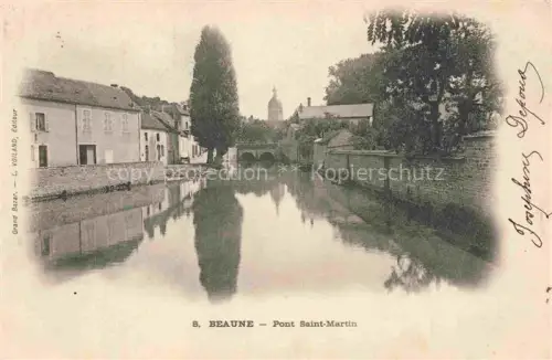 AK / Ansichtskarte BEAUNE 21 Cote-d Or Pont-Saint-Martin Kanal Bruecke Haeuser Pappel Kirchturm Spiegelung Wassergraben