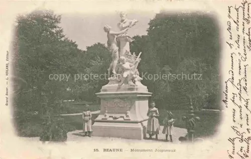 AK / Ansichtskarte BEAUNE 21 Cote-d Or Monument-Joigneaux Denkmal Skulptur Park Kinder Baeume Sockel Allegorien