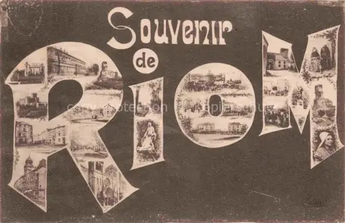 AK / Ansichtskarte Mons Riom Souvenir-de-Riom Mehrbildkarte Kirche Statue Strassen Brunnen S-W-Fotografie Rue-des-Salins