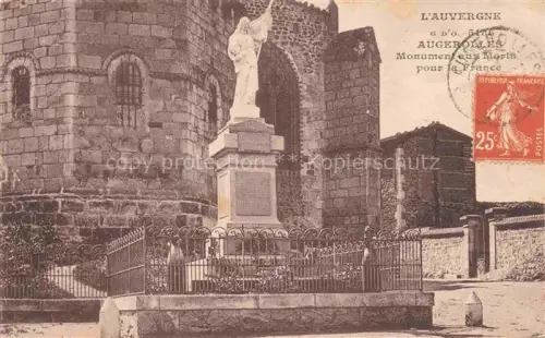 AK / Ansichtskarte Augerolles THIERS 63 Puy-de-Dome Monument-aux-Morts Engelstatue Kriegerdenkmal-1914-1918 Romanische-Kirche Gitter Rue-des-Salins