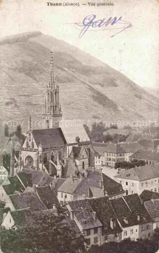 AK / Ansichtskarte Thann  ALsace 68 Haut-Rhin Gotische-Kirche Kollegiatstift-Saint-Thiébaut Stadtpanorama Weinberg Vogesen Daecher Altstadt
