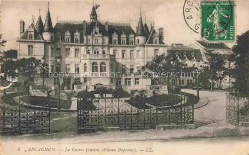 AK / Ansichtskarte ARCACHON 33 Gironde Casino-Arcachon Château-Deganne Schlossarchitektur Tuerme Garten Gittertor Kuranlage