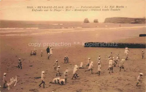 AK / Ansichtskarte HENDAYE 64 Pyrenees-Atlantiques Préventorium Nid-Marin Strand Kinder Atlantik Felsen Meer Baskenkueste