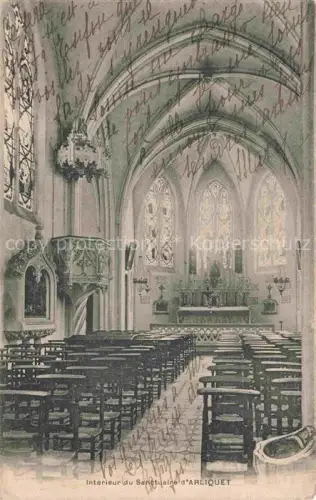 AK / Ansichtskarte Notre Dame de Arliquet Kircheninneres Altar Kirchenschiff Chor Buntglasfenster Kanzel Baenke Gewoelbe